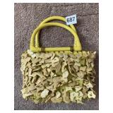 YELLOW PURSE ZIPPER TOP W/ SHELLS