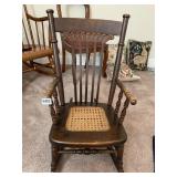 CANED SEAT ANTIQUE CHILD ROCKER