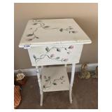 RATHAN LIFT TOP SEWING CABINET HAND PAINTED ROSES
