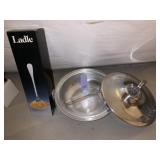 SILVERPLATE DIVIDED DISH AND LADLE