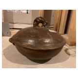 POTTERY BOWL W/ LID SIGNED BASE