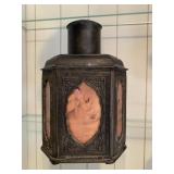 ORIENTAL TEA CADDY 7.5" H X 5" WITH 6 VIEWS UNDER