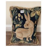 NEEDLEPOINT RABBIT MOTIF PILLOW