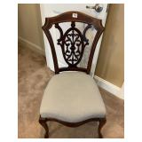 INLAY CARVED BACK SIDE CHAIR LIGHT BLUE UPHL SEAT