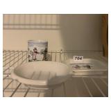 HAND PAINTED ANIMAL BAND SOAP DISH AND GLASS