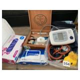 BLOOD PRESSURE MONITOR, NITRITE GLOVES, FIRST AID