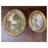 OVAL FRAMED PRINT WOMEN IN GARDEN & VAN THOREN