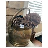 BRASS LION HEAD W/ PINECONES