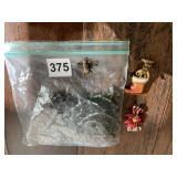 BEADED NECKLACE, STOCKING PIN, POINSETTIA