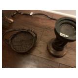 TWISTED CENTER CANDLESTICK AND WOVEN BASKET