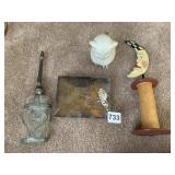 COLUMBIA SILK THROWING MAN ON MOON SPOOL, BOTTLE,