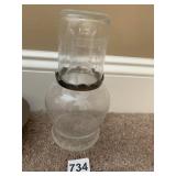 BEDSIDE WATER BEAUTIFULLY ETCHED W/ METAL BAND