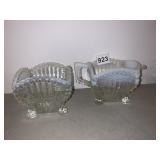 FOOTED OPALESCENT EDGE CREAMER/SUGAR