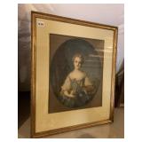 FRAMED PRINT GIRL W/ ROSE 26" X 22"