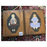 BOY AND GIRL PAINTED ON WOOD