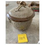 POTTERY STEAMER DISH AND LINER PLATE