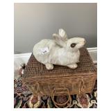 SEWING BASKET, 1 CERAMIC BUNNY