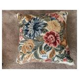 ROSE FLORAL NEEDLEPOINT PILLOW W/ TASSELS