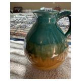 GLAZED POTTERY JUG 11" H W/ HANDLE