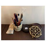 TRIVETS, PENS, DRAGONFLY TEA INFUSER