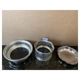 SILVERPLATE WINE HOLDER, PEWTER WINE COASTER