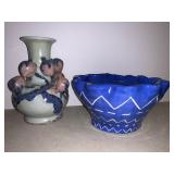 FLOWER DECORATION ON PORCELAIN VASE 9" H