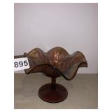 CARNIVAL GLASS PEDESTAL DISH