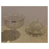 MOON STAR PEDESTAL DISH AND A COVERED BUTTER