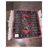 HAND KNOTTED 12" X 15" RUG REDS