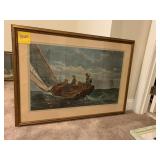 OUT TO SEA GLOUCESTER SEE LOWER RIGHT FRAMED