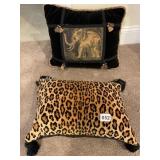 ANIMAL MOTIF PILLOWS ONE ELEPHANT, ONE LEOPARD