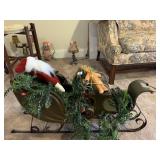SANTA WOOF POOF SLEIGH WITH GREEN AND SANTA 17" X