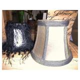 TWO LAMP SHADES AND A CANDLE NIB