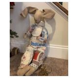 22" HANDMADE QUILT BUNNY & SM. GOLD VASE