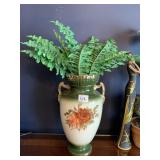 HAND PAINTED DOUBLE HANDLE VASE 14" H