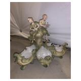 PORCELAIN UNUSUAL VASE 3 URN FRONT AND VASE IN