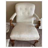 WHITE FABRIC BOW MOTIF ARMCHAIR 25" W X 35" H X