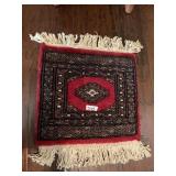 HAND KNOTTED RED TONES 12" X 15"