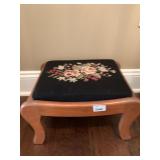 NEEDLE POINT FOOT STOOL 14" X 11" X 9" H