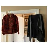 BLACK LEATHER CARDIGAN, ZIP UP RED JACKET