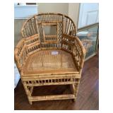 BAMBOO AND CANED SEAT ARMCHAIR 22" W X 22" D X