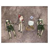 (2) 8" CLOTH FROG ORNAMENTS, DEPT. 56 SANTA