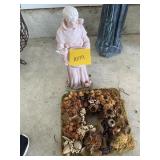 RELIGIOUS STATUE AND DRIED ARRANGEMENT