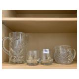 CROWN ROYAL GLASSES, PRESSED PITCHERS