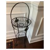 TWO TIER BASKET W/ LEAVES 34" H