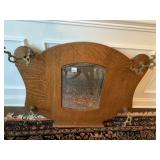 OAK COAT RACK W/ BEVELED MIRROR 33" W X 28" H