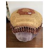 PUFF OTTOMAN W/ TASSEL OVERLAY PLUM VELVET BASE