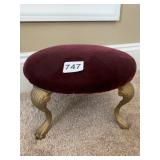 IRON LEG RED VELVET STOOL 5" H X 9" R