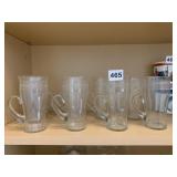 8 GLASS COFFEE CUPS W/ HANDLES