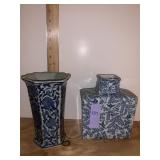 BLUE AND WHITE TWO VASES